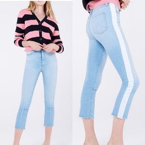 Veronica Beard Carly Kick Flare Tuxedo Stripe Crop Jeans Size 29